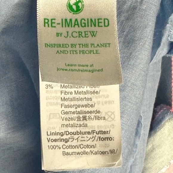 J Crew Women Pastel Pink Metallic Thread Cotton Belted Button Up Dress S - Picture 8 of 10